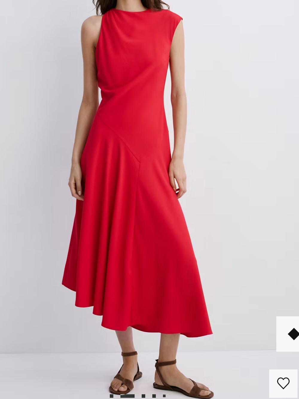 Mango Red Sleeveless Maxi Gown MIDI DRESS WITH ASYMMETRICAL SLEEVES 6362